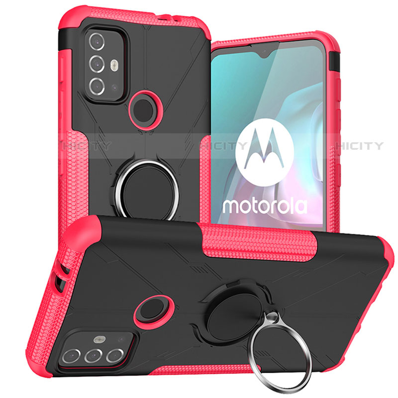Motorola Moto G20用ハイブリットバンパーケース プラスチック アンド指輪 マグネット式 S02 モトローラ ローズレッド