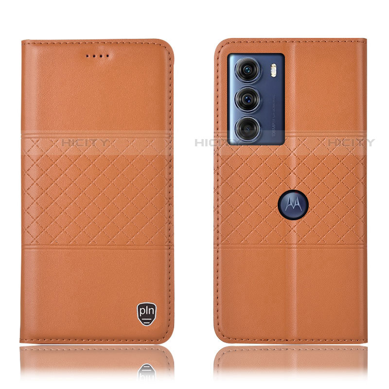 Motorola Moto G200 5G用手帳型 レザーケース スタンド カバー H07P モトローラ オレンジ