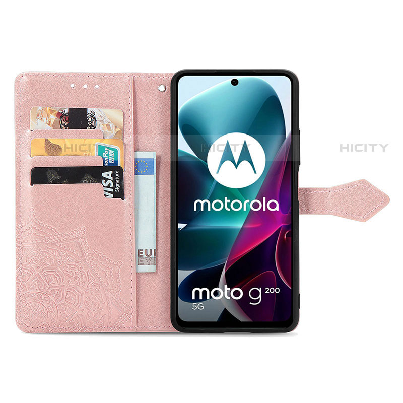 Motorola Moto G200 5G用手帳型 レザーケース スタンド パターン カバー モトローラ 