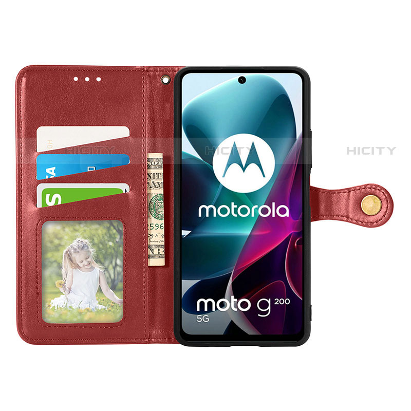 Motorola Moto G200 5G用手帳型 レザーケース スタンド カバー S05D モトローラ 