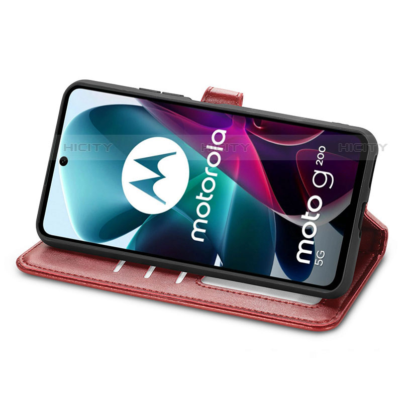 Motorola Moto G200 5G用手帳型 レザーケース スタンド カバー S05D モトローラ 