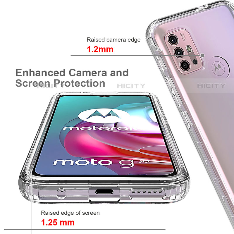 Motorola Moto G30用前面と背面 360度 フルカバー 極薄ソフトケース シリコンケース 耐衝撃 全面保護 バンパー 透明 モトローラ クリア