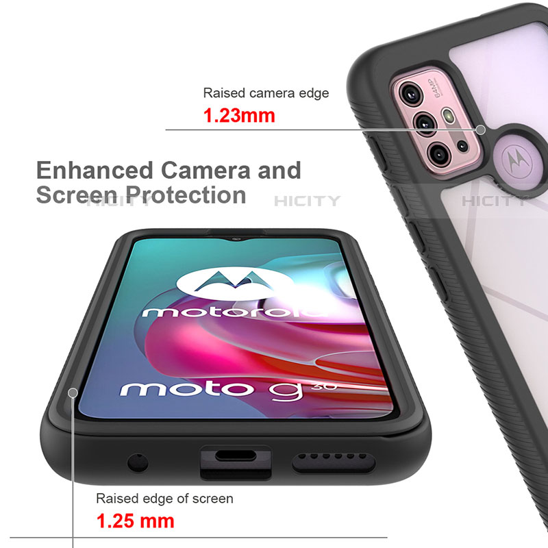Motorola Moto G30用360度 フルカバー ハイブリットバンパーケース クリア透明 プラスチック カバー モトローラ 