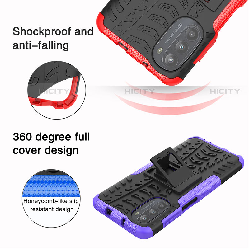 Motorola MOTO G52用ハイブリットバンパーケース スタンド プラスチック 兼シリコーン カバー A01 モトローラ 