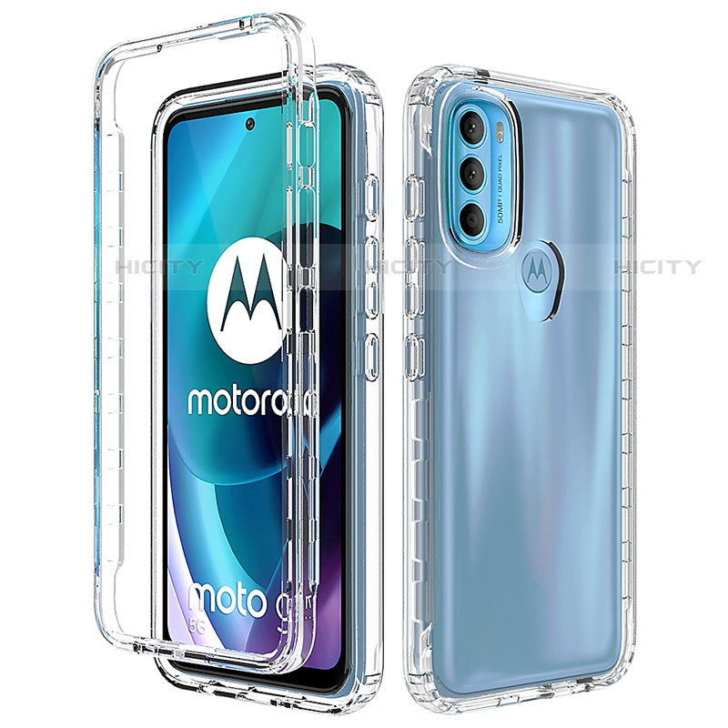 Motorola Moto G71 5G用前面と背面 360度 フルカバー 極薄ソフトケース シリコンケース 耐衝撃 全面保護 バンパー 透明 モトローラ クリア