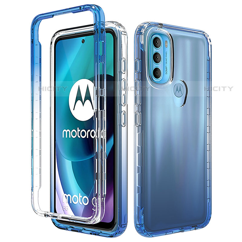 Motorola Moto G71 5G用前面と背面 360度 フルカバー 極薄ソフトケース シリコンケース 耐衝撃 全面保護 バンパー 勾配色 透明 モトローラ 