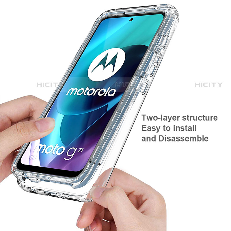 Motorola Moto G71 5G用前面と背面 360度 フルカバー 極薄ソフトケース シリコンケース 耐衝撃 全面保護 バンパー 勾配色 透明 モトローラ 