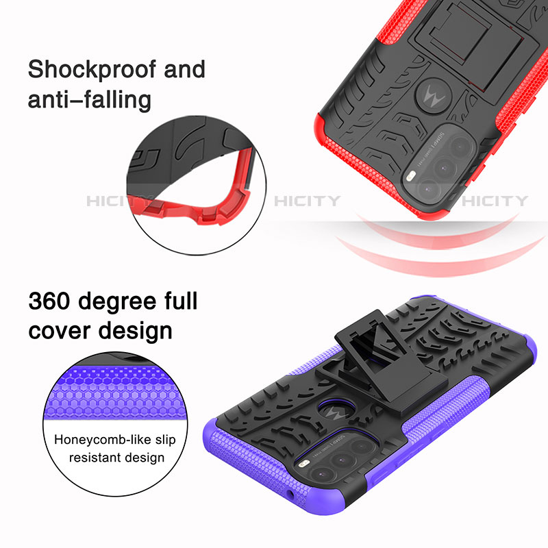 Motorola Moto G71 5G用ハイブリットバンパーケース スタンド プラスチック 兼シリコーン カバー A01 モトローラ 