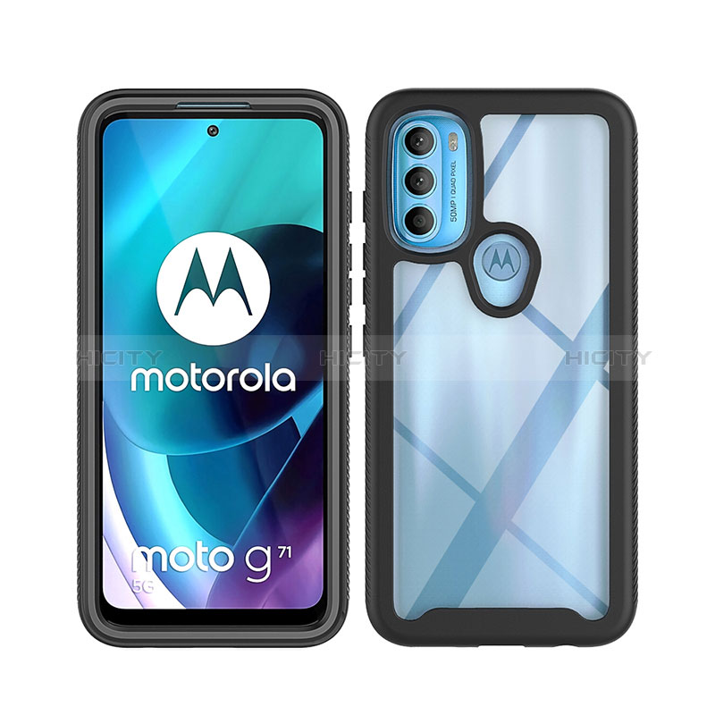 Motorola Moto G71 5G用360度 フルカバー ハイブリットバンパーケース クリア透明 プラスチック カバー ZJ3 モトローラ 