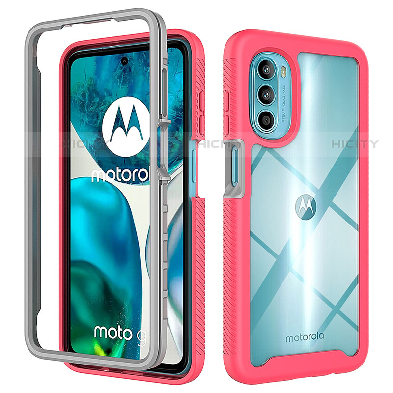 Motorola Moto G71s 5G用360度 フルカバー ハイブリットバンパーケース クリア透明 プラスチック カバー モトローラ ローズレッド