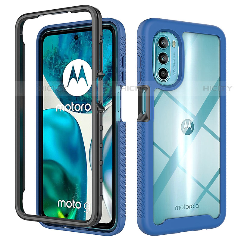 Motorola Moto G71s 5G用360度 フルカバー ハイブリットバンパーケース クリア透明 プラスチック カバー モトローラ ネイビー