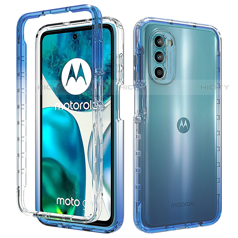 Motorola Moto G71s 5G用前面と背面 360度 フルカバー 極薄ソフトケース シリコンケース 耐衝撃 全面保護 バンパー 勾配色 透明 モトローラ ネイビー