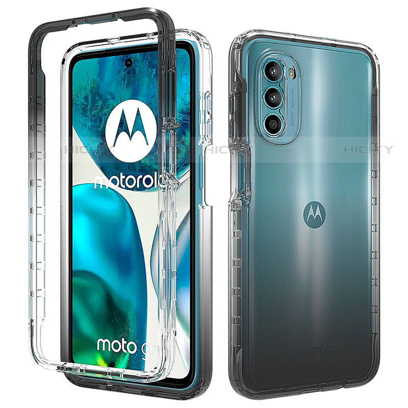 Motorola Moto G71s 5G用前面と背面 360度 フルカバー 極薄ソフトケース シリコンケース 耐衝撃 全面保護 バンパー 勾配色 透明 モトローラ ブラック