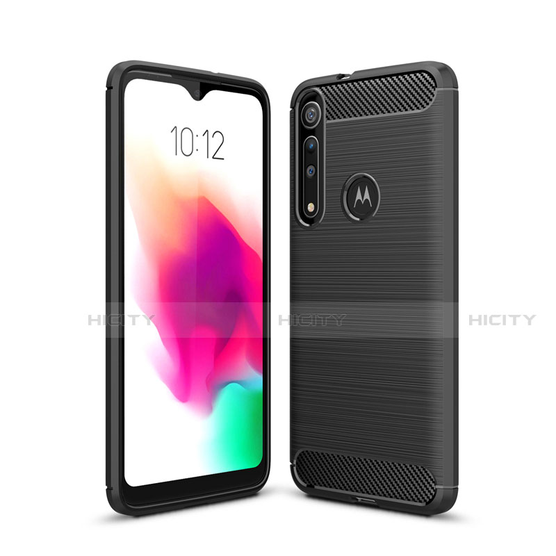 Motorola Moto G8 Play用シリコンケース ソフトタッチラバー ライン カバー モトローラ ブラック