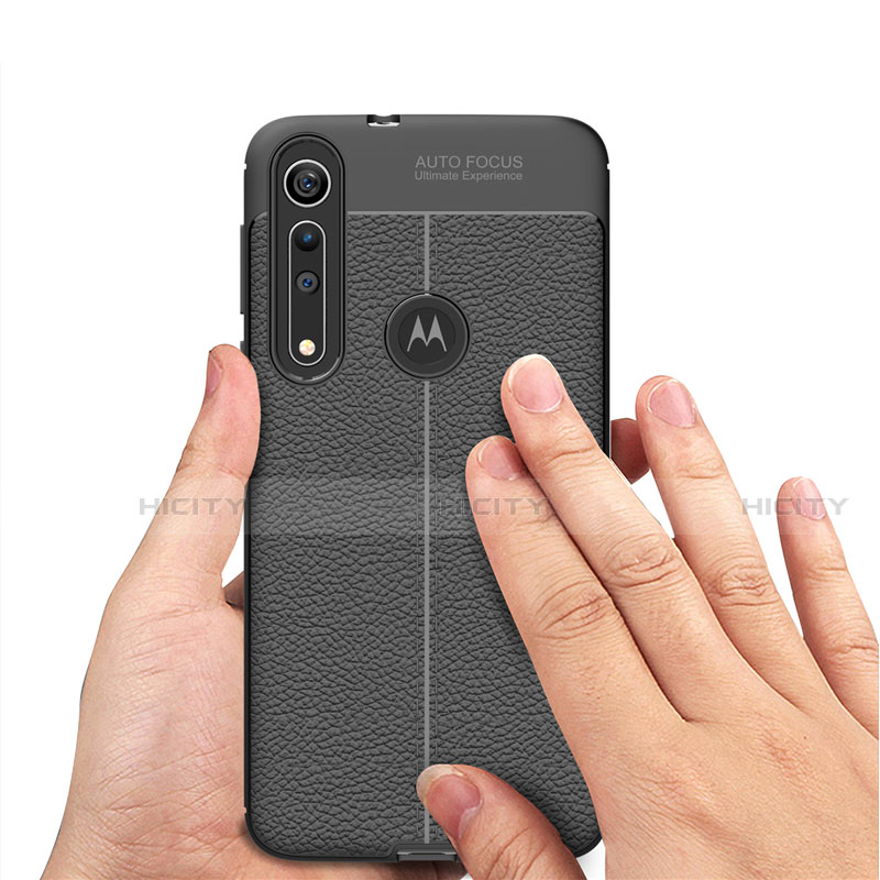 Motorola Moto G8 Play用シリコンケース ソフトタッチラバー レザー柄 カバー モトローラ 