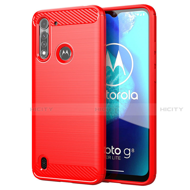 Motorola Moto G8 Power Lite用シリコンケース ソフトタッチラバー ライン カバー モトローラ レッド