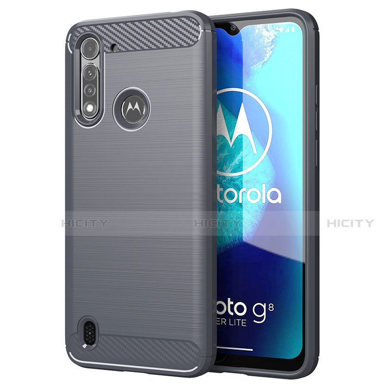 Motorola Moto G8 Power Lite用シリコンケース ソフトタッチラバー ライン カバー モトローラ グレー