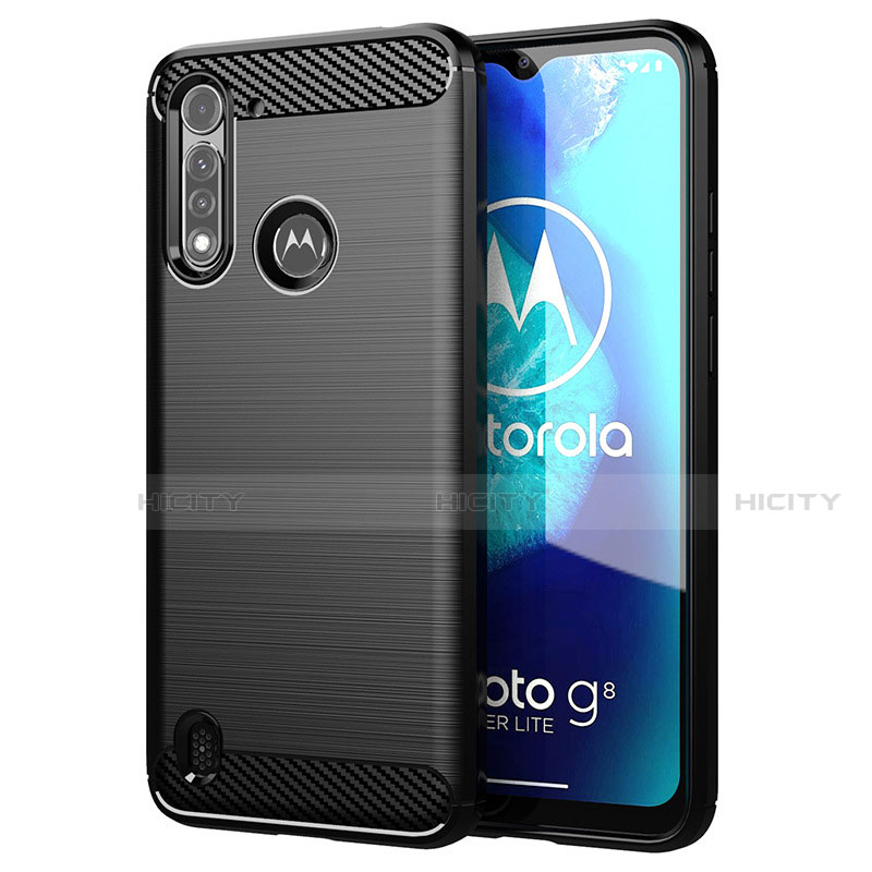 Motorola Moto G8 Power Lite用シリコンケース ソフトタッチラバー ライン カバー モトローラ ブラック