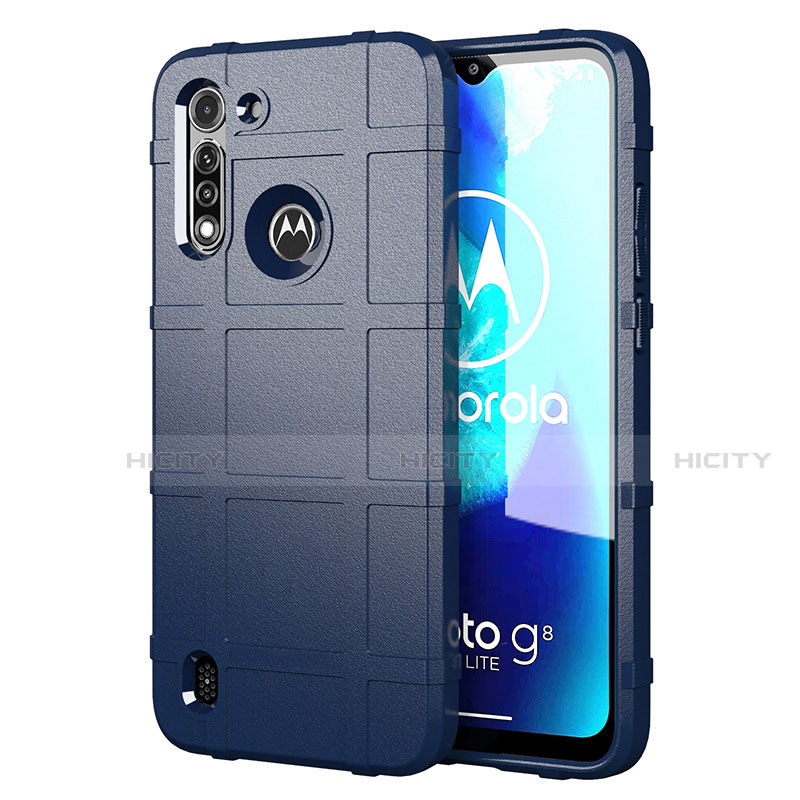 Motorola Moto G8 Power Lite用360度 フルカバー極薄ソフトケース シリコンケース 耐衝撃 全面保護 バンパー モトローラ ネイビー