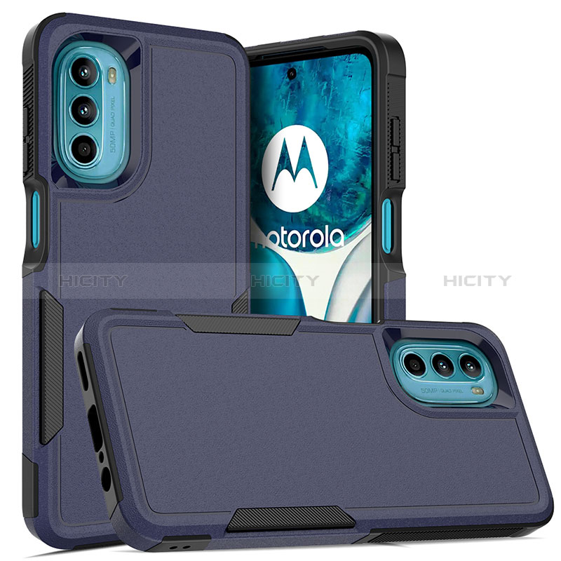 Motorola Moto G82 5G用ハイブリットバンパーケース プラスチック 兼シリコーン カバー 前面と背面 360度 フル MQ1 モトローラ ネイビー