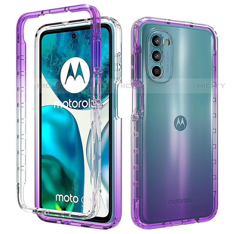 Motorola Moto G82 5G用前面と背面 360度 フルカバー 極薄ソフトケース シリコンケース 耐衝撃 全面保護 バンパー 勾配色 透明 モトローラ 