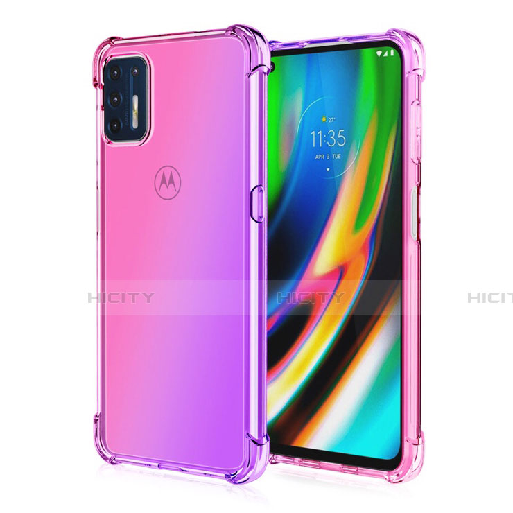 Motorola Moto G9 Plus用極薄ソフトケース シリコンケース 耐衝撃 全面保護 クリア透明 H01 モトローラ ピンク