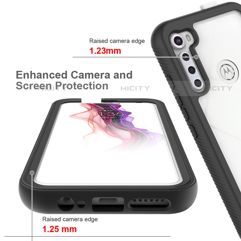 Motorola Moto One Fusion Plus用360度 フルカバー ハイブリットバンパーケース クリア透明 プラスチック カバー モトローラ 