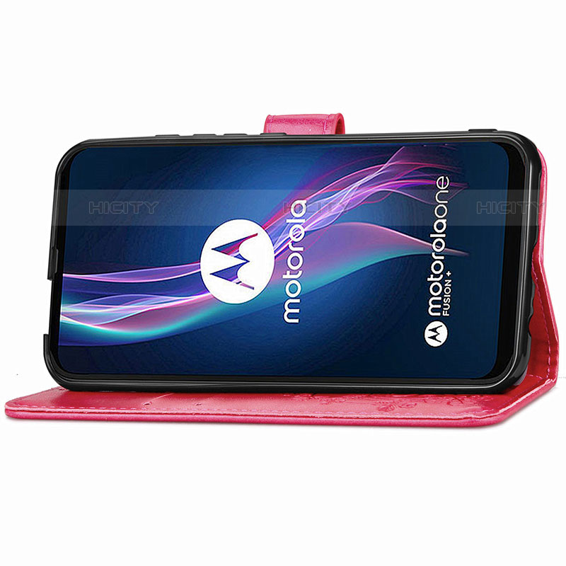 Motorola Moto One Fusion Plus用手帳型 レザーケース スタンド 花 カバー モトローラ 