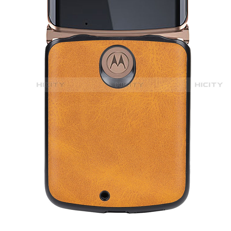 Motorola Moto RAZR (2022) 5G用ハイブリットバンパーケース 高級感 手触り良いレザー柄 兼プラスチック S02 モトローラ 