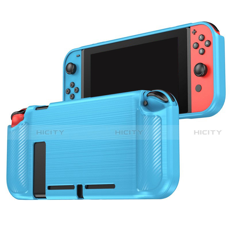 Nintendo Switch用シリコンケース ソフトタッチラバー ライン カバー Nintendo ブルー