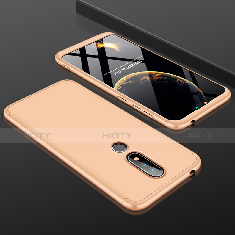 Nokia 6.1 Plus用ハードケース プラスチック 質感もマット 前面と背面 360度 フルカバー P01 ノキア ゴールド