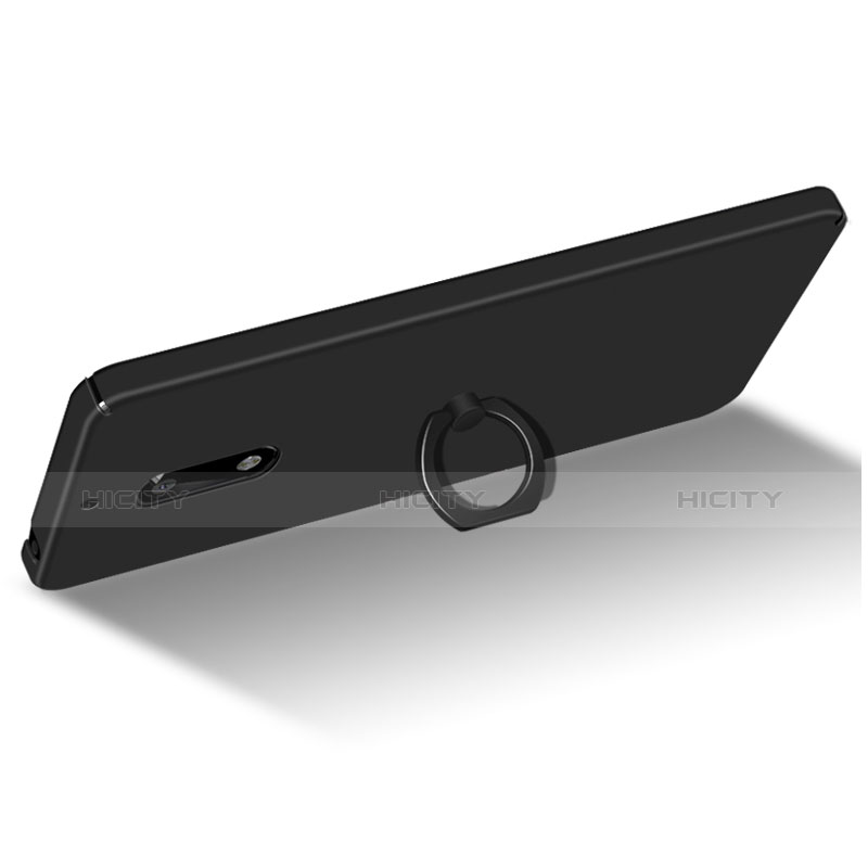 Nokia 6用ハードケース プラスチック 質感もマット アンド指輪 ノキア ブラック