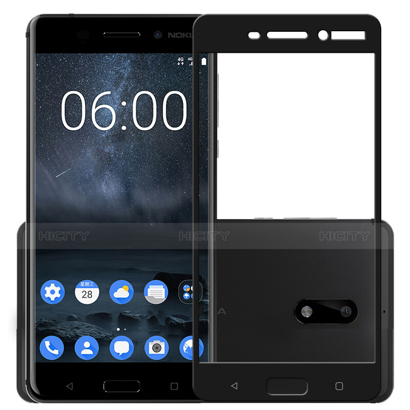 Nokia 6用強化ガラス フル液晶保護フィルム F03 ノキア ブラック