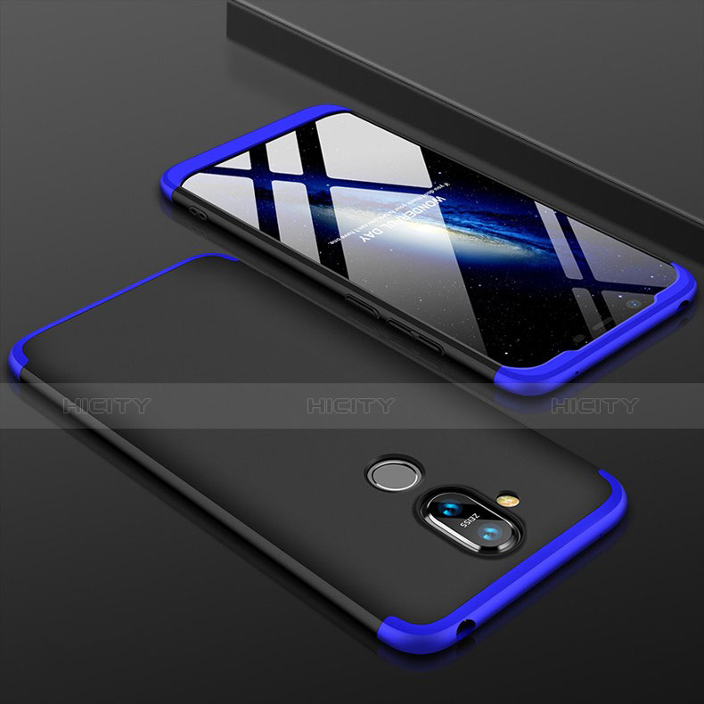 Nokia 7.1 Plus用ハードケース プラスチック 質感もマット 前面と背面 360度 フルカバー ノキア ネイビー・ブラック