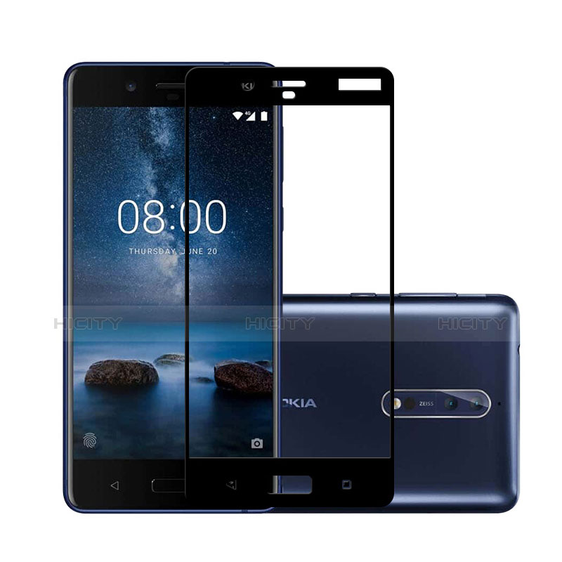Nokia 8用強化ガラス フル液晶保護フィルム ノキア ブラック