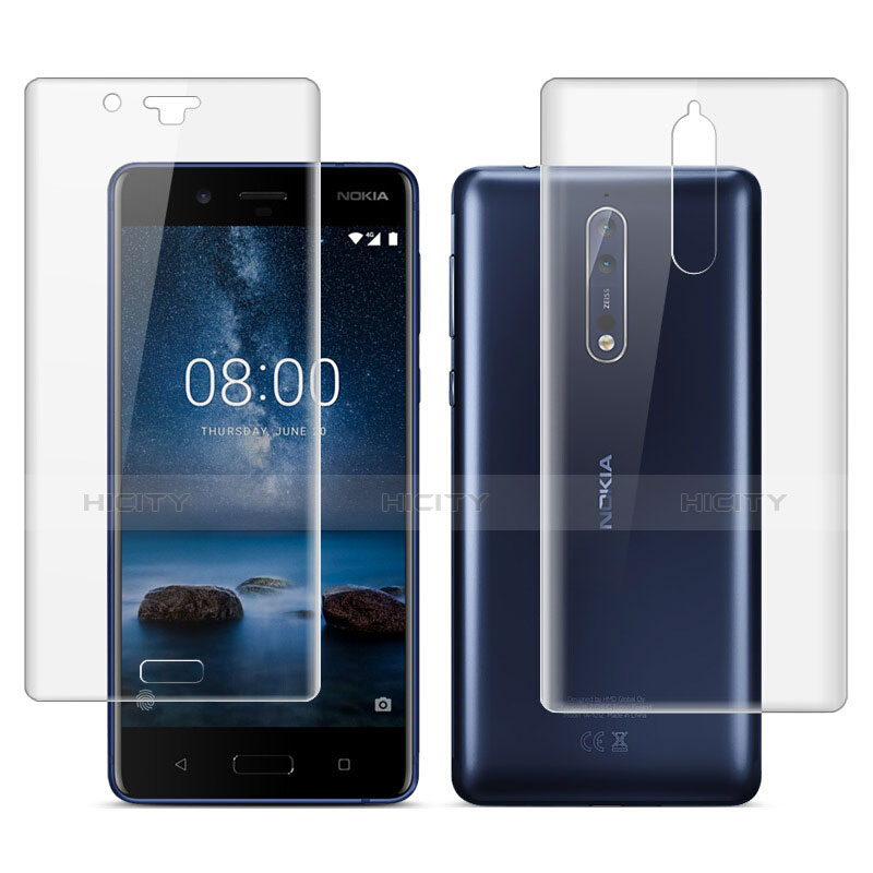 Nokia 8用高光沢 液晶保護フィルム 背面保護フィルム同梱 ノキア クリア