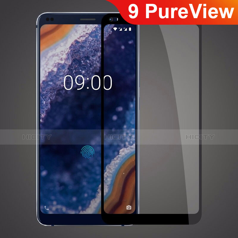 Nokia 9 PureView用強化ガラス フル液晶保護フィルム ノキア ブラック