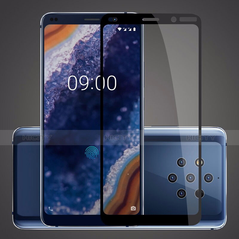 Nokia 9 PureView用強化ガラス フル液晶保護フィルム ノキア ブラック