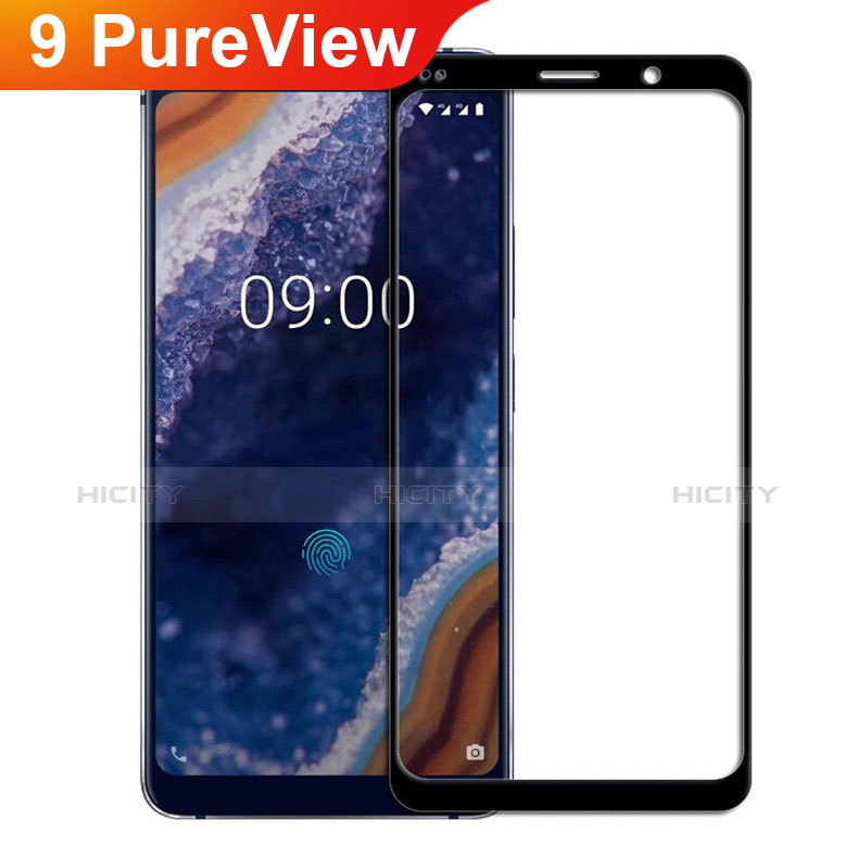 Nokia 9 PureView用強化ガラス フル液晶保護フィルム F02 ノキア ブラック