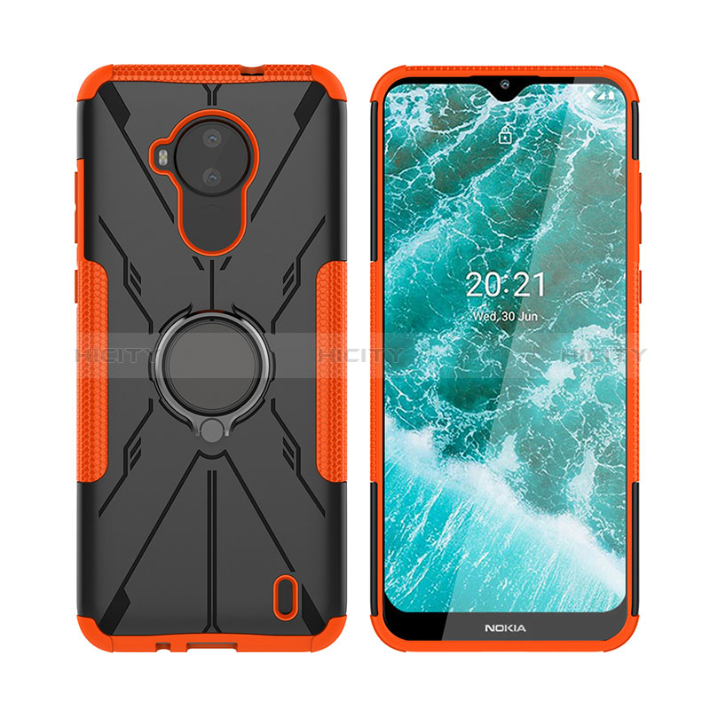 Nokia C30用ハイブリットバンパーケース プラスチック アンド指輪 マグネット式 JX2 ノキア オレンジ