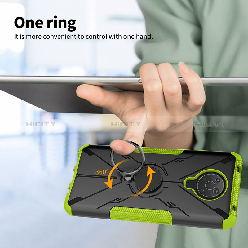Nokia G20用ハイブリットバンパーケース プラスチック アンド指輪 マグネット式 JX1 ノキア 