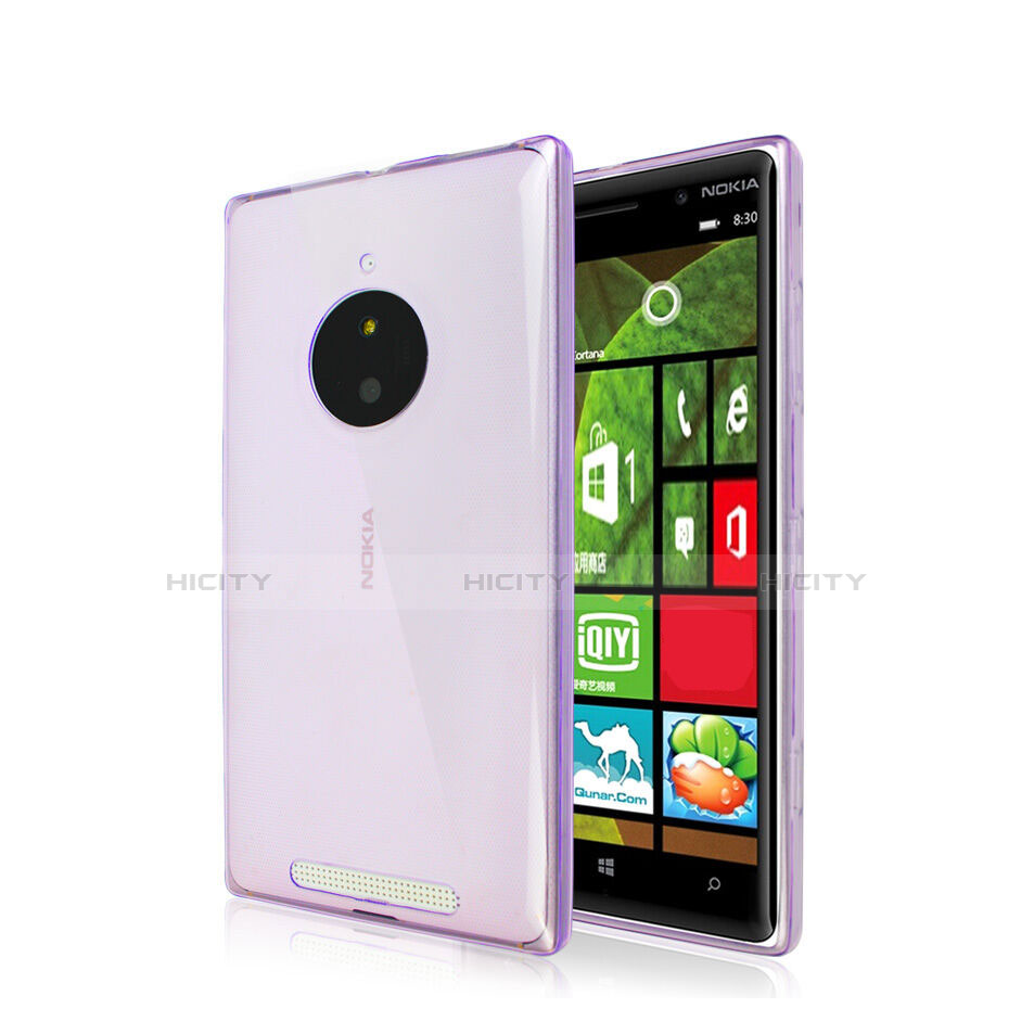 Nokia Lumia 830用極薄ソフトケース シリコンケース 耐衝撃 全面保護 クリア透明 ノキア パープル