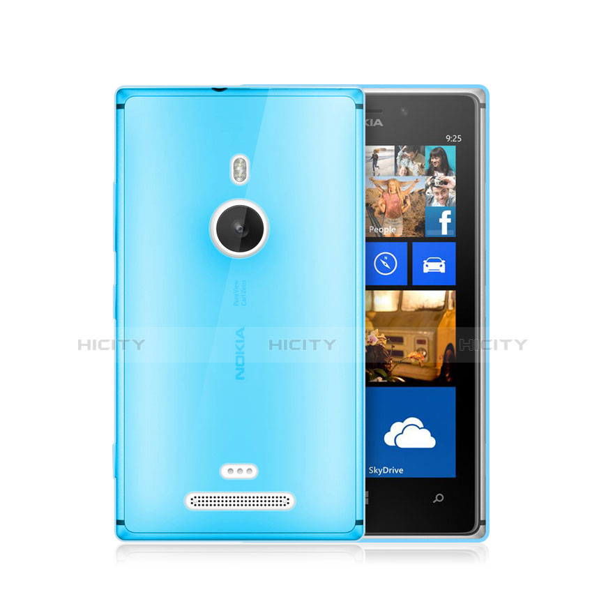 Nokia Lumia 925用極薄ソフトケース シリコンケース 耐衝撃 全面保護 クリア透明 ノキア ネイビー