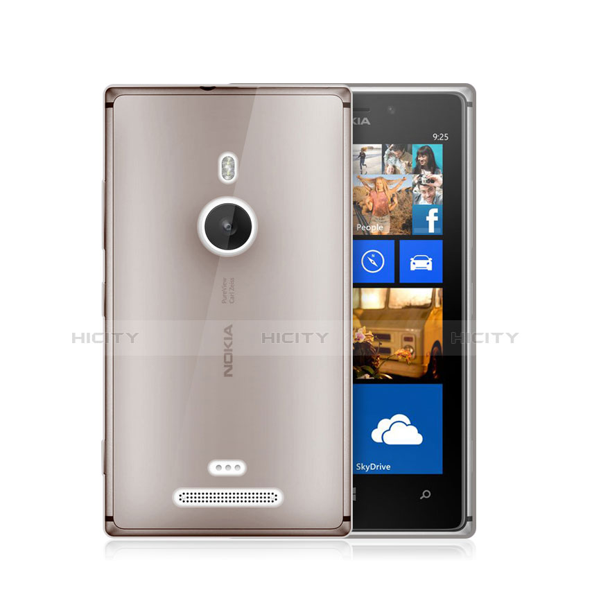 Nokia Lumia 925用極薄ソフトケース シリコンケース 耐衝撃 全面保護 クリア透明 ノキア グレー