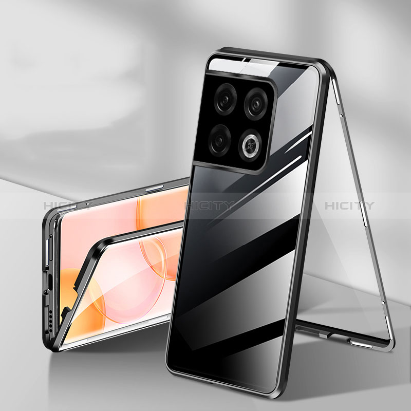 OnePlus 10 Pro 5G用ケース 高級感 手触り良い アルミメタル 製の金属製 360度 フルカバーバンパー 鏡面 カバー P01 OnePlus ブラック