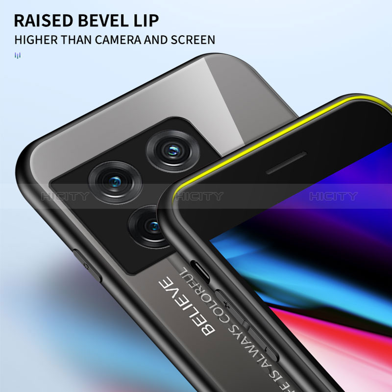 OnePlus 10 Pro 5G用ハイブリットバンパーケース プラスチック 鏡面 虹 グラデーション 勾配色 カバー LS1 OnePlus 