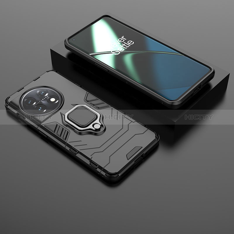 OnePlus 11 5G用ハイブリットバンパーケース プラスチック アンド指輪 マグネット式 KC1 OnePlus ブラック