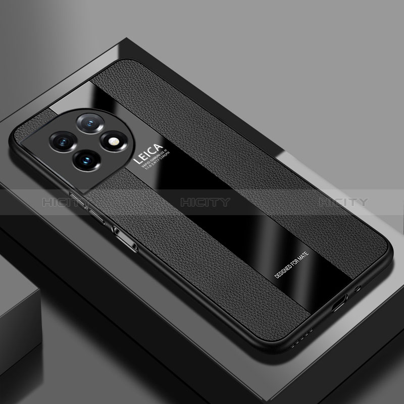 OnePlus 11 5G用シリコンケース ソフトタッチラバー レザー柄 カバー PB1 OnePlus ブラック