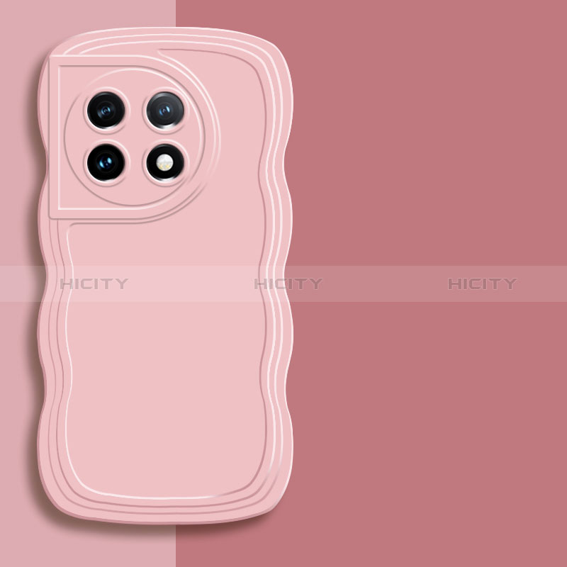OnePlus 11 5G用360度 フルカバー極薄ソフトケース シリコンケース 耐衝撃 全面保護 バンパー YK7 OnePlus ピンク
