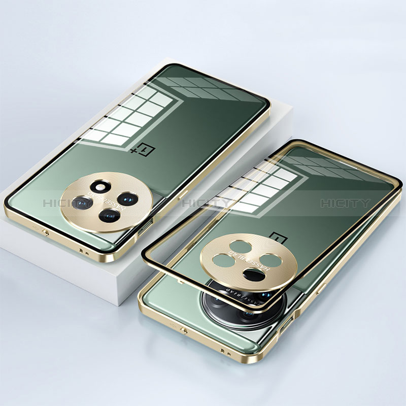OnePlus 11 5G用ケース 高級感 手触り良い アルミメタル 製の金属製 360度 フルカバーバンパー 鏡面 カバー P01 OnePlus ゴールド